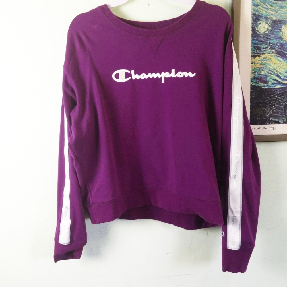 Champion Purple Sleeve Logo Sweatshirt Size XL